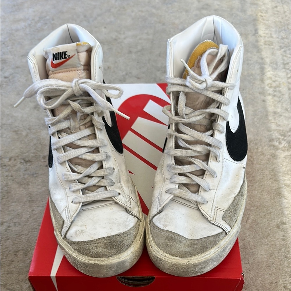 Nike Blazer High-Top Sneakers in White and Gray
